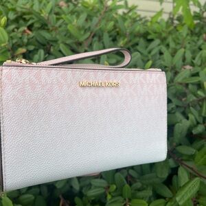 Michael Kors Powder Blush/Pink Double Zipper Wallet